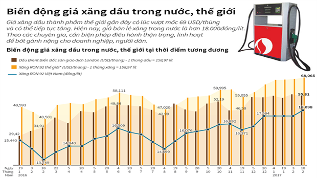 [Infographic] Biến động giá xăng dầu trong nước, thế giới 