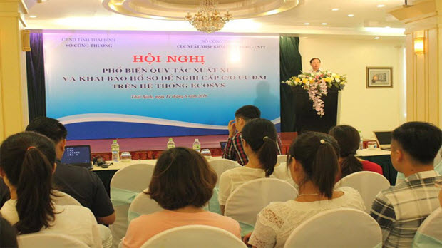 Thái Bình: Phổ biến quy tắc xuất xứ và khai báo hồ sơ đề nghị cấp C/O trên hệ thống eCoSys