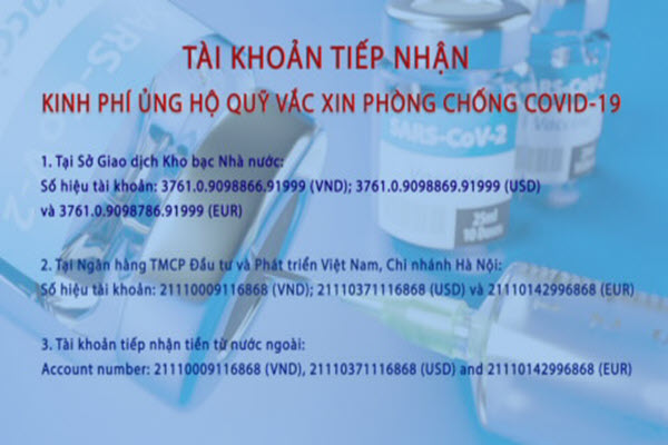 Công bố số tài khoản nhận ủng hộ Quỹ vắc xin phòng dịch Covid-19